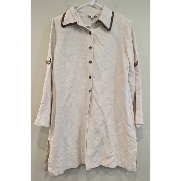 St. John Sport by Marie Gray Oatmeal Colored Linen Blend Blazer Jacket Large - Picture 1 of 9